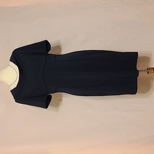 Tahari Navy Blue Short Sleeve Sheath Dress